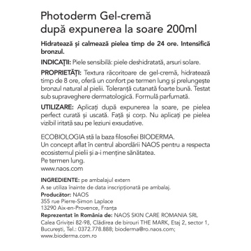 Gel-crema dupa expunerea la soare Photoderm, 200 ml, Bioderma - Img 4