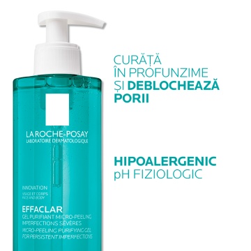 Gel de curatare purifiant micro-exfoliant pentru fata si corp cu tendinta acneica Effaclar, 400 ml, La Roche Posay - Img 5
