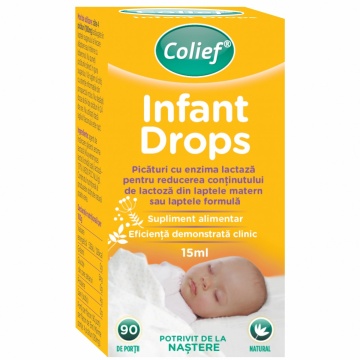 Picaturi anticolici cu enzima lactaza Infant Drops, 15 ml, Colief