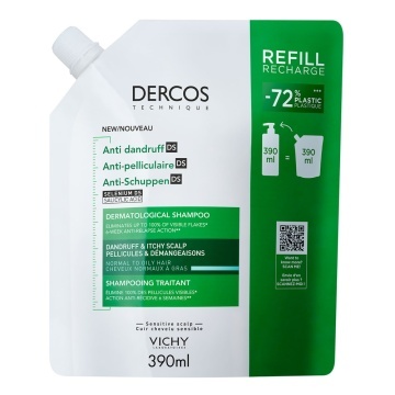 Rezerva eco sampon anti-matreata pentru par normal-gras Dercos, 390 ml, Vichy - Img 1
