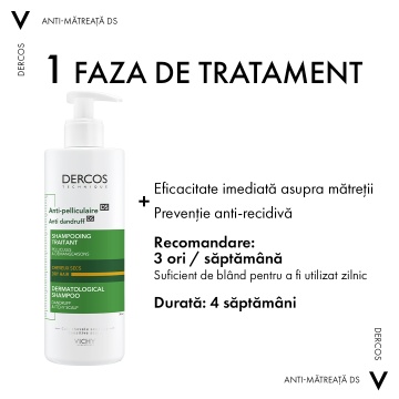 Sampon anti-matreata pentru par uscat Dercos, 390 ml, Vichy - Img 3