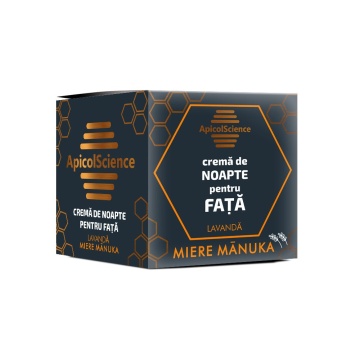 Cremă de Noapte pentru fata cu Miere de Manuka și Lavandă, 50 ml, Apicol Science