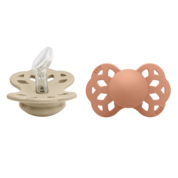 Set 2 suzete INFINITY Silicone Anatomical 0+ Vanilla/Peach 165109, Bibs - Img 2