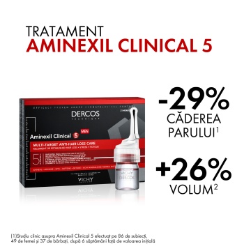 Tratament impotriva caderii parului pentru barbati Dercos Aminexil Clinical 5, 21 fiole x 6 ml, Vichy - Img 4