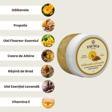 Crema tip balsam cu galbenele si propolis, 50 ml, Faunus Plant - Img 3