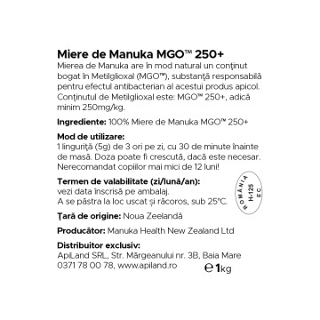 Miere de Manuka MGO 250+, 1 kg, Manuka Health - Img 2