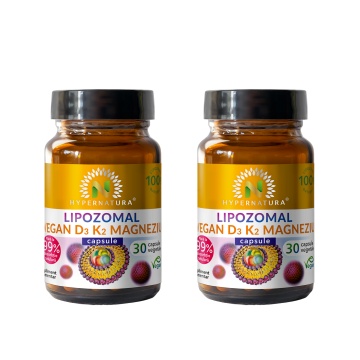 Pachet Lipozomal Vitamina D3 + K2 Magneziu (2 buc), 30 capsule vegetale, Hypernatura