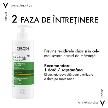 Sampon anti-matreata pentru par uscat Dercos, 390 ml, Vichy - Img 4