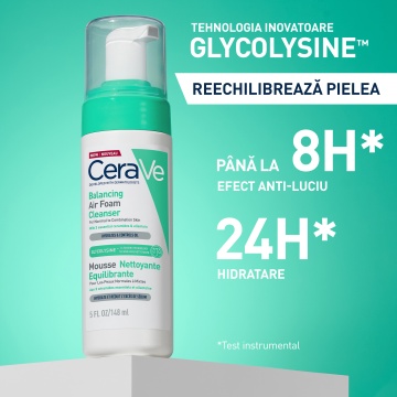 Spuma de curatare reechilibranta pentru ten normal si mixt Air Foam Cleanser, 148 ml, Cerave - Img 2