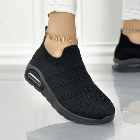 Pantofi Sport Dama cu Platforma Negri din Textil Melina