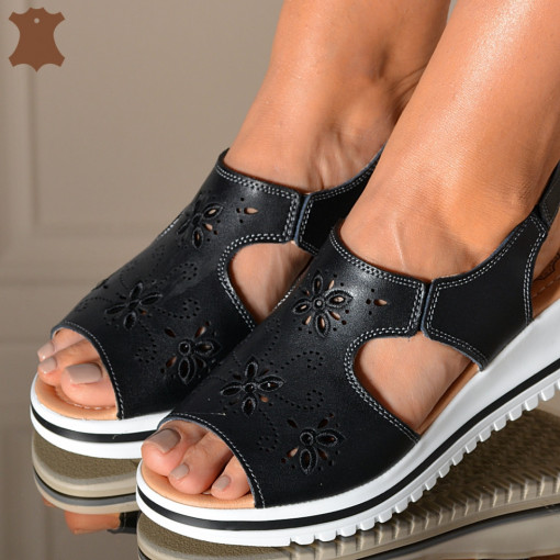 Дамски Сандали от Естествена кожа Giana Черни- Need 4 Shoes