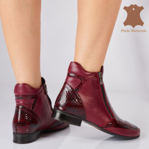 Ghete Dama Piele Naturala Hazal Bordo - Need 4 Shoes