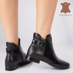 Ghete Dama Piele Naturala Hazal  3 Negre- Need 4 Shoes
