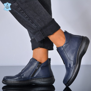 Ghete Dama Piele Naturala Leni Navy - Need 4 Shoes
