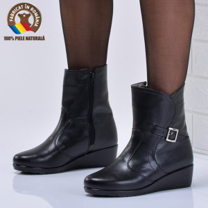 Ghete Dama Piele Naturala Vanesa Negre - Need 4 Shoes