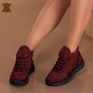 Ghete Dama Piele Naturala Vera Bordo - Need 4 Shoes