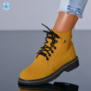 Ghete Dama Piele Naturala Zella Galbene- Need 4 Shoes