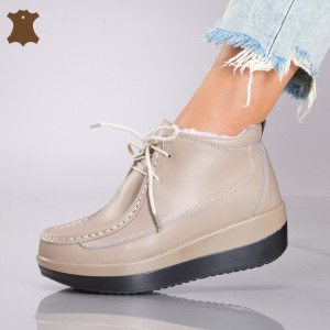 Ghete Dama Imblanite Piele Naturala Tokyo Bej - Need 4 Shoes