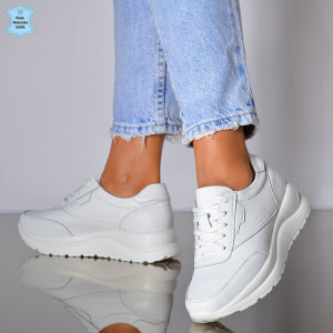  Adidasi Dama Piele Naturala Erasto Albi- Need 4 Shoes