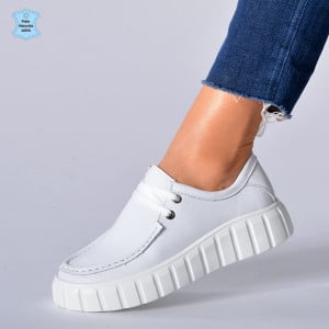 Pantofi Dama Piele Naturala Aime Albi- Need 4 Shoes