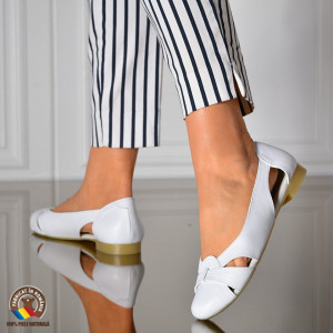 Pantofi Dama Piele Naturala Asti Albi- Need 4 Shoes