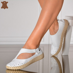 Pantofi Dama Piele Naturala Nicoll Albi- Need 4 Shoes