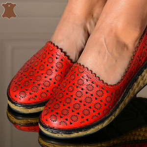 Pantofi Dama Piele Naturala Rain Rosii- Need 4 Shoes