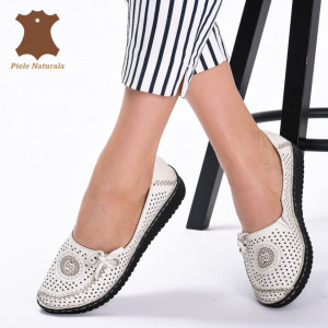 Pantofi Dama Piele Naturala Surya Bej- Need 4 Shoes