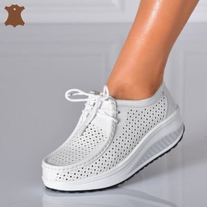 Pantofi Dama Piele Naturala Zena 4 Albi- Need 4 Shoes 
