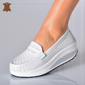 Pantofi Dama Piele Naturala Zena 7  Albi- Need 4 Shoes 