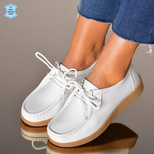 Pantofi Dama Piele Naturala Zora 3 Albi- Need 4 Shoes