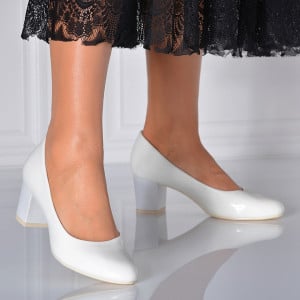 Pantofi Cu Toc Dama Fiona Albi- Need 4 Shoes
