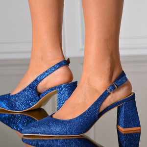 Pantofi Cu Toc Dama Sandrina Albastri- Need 4 Shoes