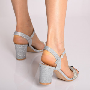 Sandale Dama Cu Toc Eloise Argintii- Need 4 Shoes