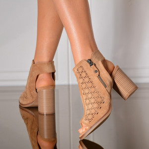Sandale Dama Cu Toc Tania Kaki- Need 4 Shoes
