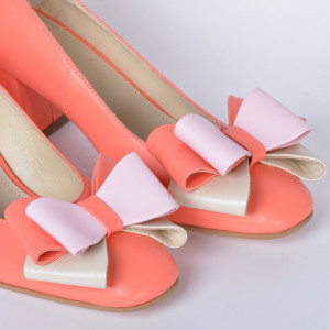 Pantofi Cu Toc Piele Naturala Arabella Somon- Need 4 Shoes