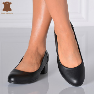 Pantofi Cu Toc Piele Naturala Carmen Negri- Need 4 Shoes