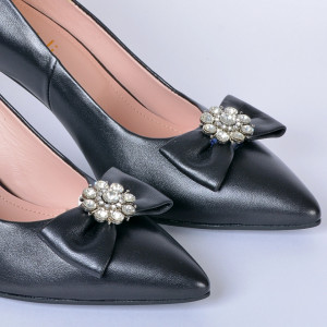 Pantofi Cu Toc Piele Naturala Enyra Negri- Need 4 Shoes