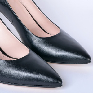 Pantofi Cu Toc Piele Naturala Moana Negri- Need 4 Shoes