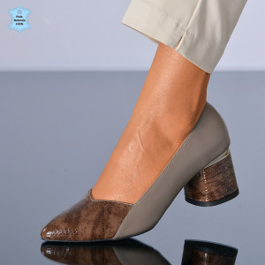 Pantofi Cu Toc Piele Naturala Mya Gri- Need 4 Shoes