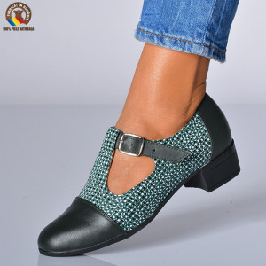 Pantofi Cu Toc Piele Naturala Natalia Negru/Verde-Need 4 Shoes