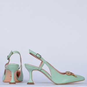 Pantofi Cu Toc Piele Naturala Odett Menta- Need 4 Shoes