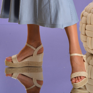 Sandale cu platforma Ollie Bej - Need 4 Shoes