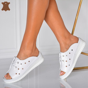 Papuci Medicinali Piele Naturala Soraia Albi- Need 4 Shoes