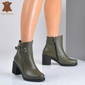 Botine Piele Naturala Amalia Kaki- Need 4 Shoes