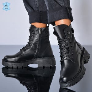 Ghete Dama Piele Naturala Hanna Negre - Need 4 Shoes