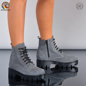 Ghete Dama Piele Naturala Maryn Gri- Need 4 Shoes