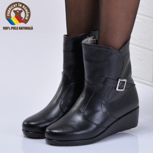 Ghete Dama Piele Naturala Vanesa Negre - Need 4 Shoes