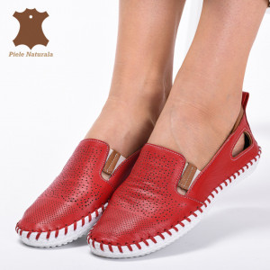 Pantofi Dama Piele Naturala Cauani Rosii- Need 4 Shoes
