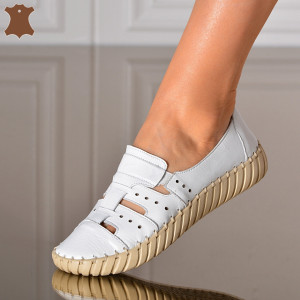Pantofi Dama Piele Naturala Flavia Albi- Need 4 Shoes